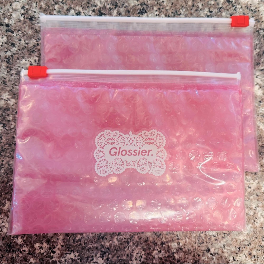 Glossier Pink Bubble Pouch Winter 2024 Set of 2